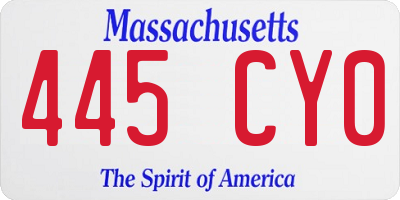 MA license plate 445CY0