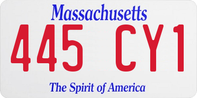 MA license plate 445CY1