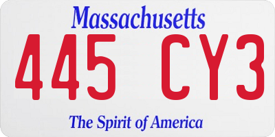 MA license plate 445CY3