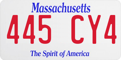 MA license plate 445CY4