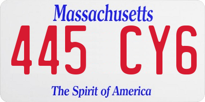 MA license plate 445CY6