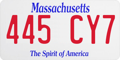 MA license plate 445CY7