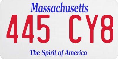 MA license plate 445CY8