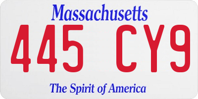 MA license plate 445CY9