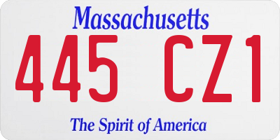 MA license plate 445CZ1