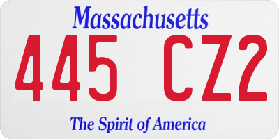 MA license plate 445CZ2