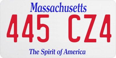 MA license plate 445CZ4