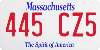 MA license plate 445CZ5