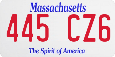 MA license plate 445CZ6
