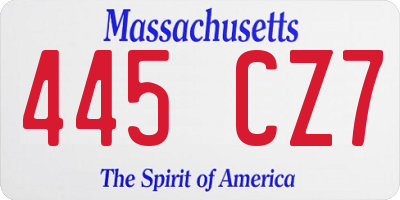 MA license plate 445CZ7