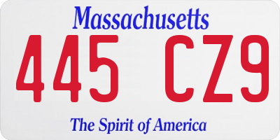 MA license plate 445CZ9