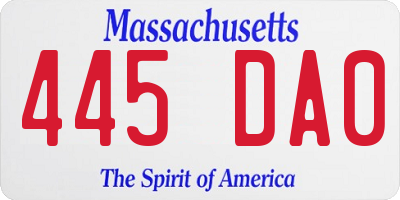 MA license plate 445DA0