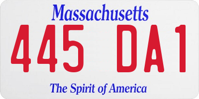 MA license plate 445DA1