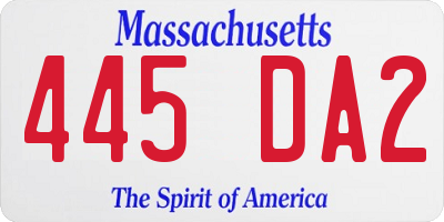 MA license plate 445DA2