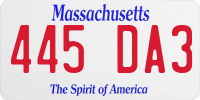 MA license plate 445DA3
