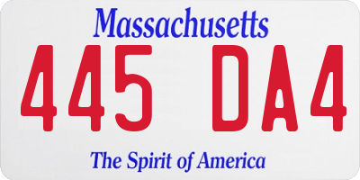 MA license plate 445DA4