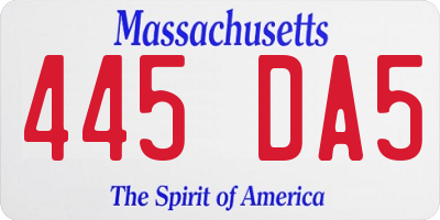 MA license plate 445DA5