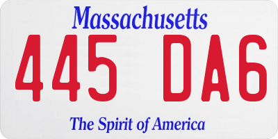 MA license plate 445DA6