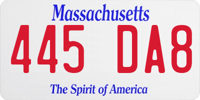 MA license plate 445DA8