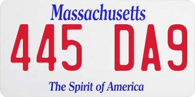 MA license plate 445DA9