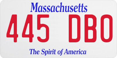 MA license plate 445DB0