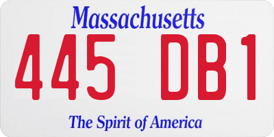 MA license plate 445DB1