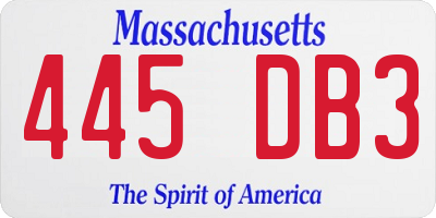 MA license plate 445DB3
