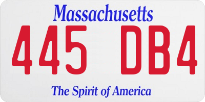 MA license plate 445DB4