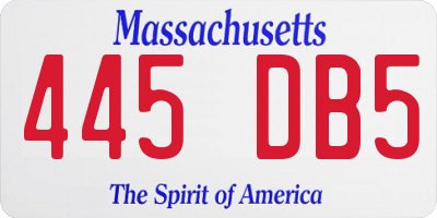 MA license plate 445DB5