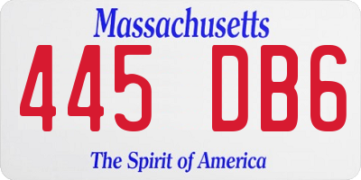 MA license plate 445DB6