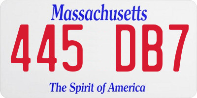 MA license plate 445DB7