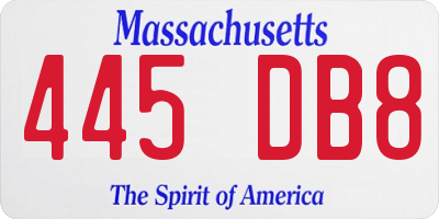 MA license plate 445DB8
