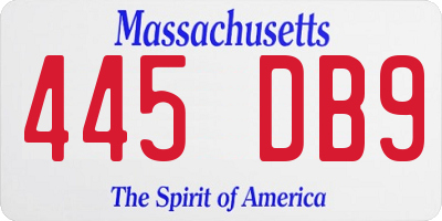 MA license plate 445DB9