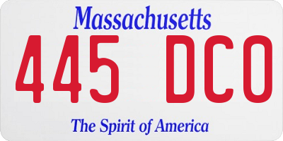 MA license plate 445DC0