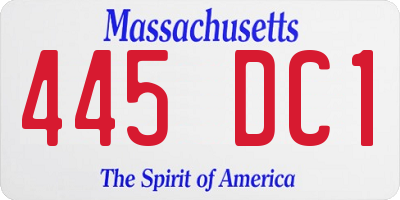 MA license plate 445DC1