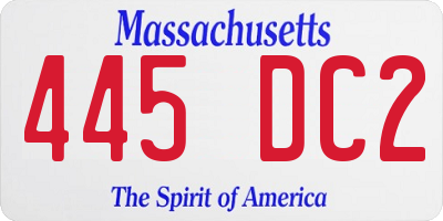 MA license plate 445DC2