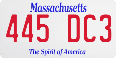 MA license plate 445DC3