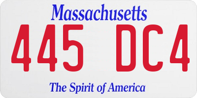 MA license plate 445DC4