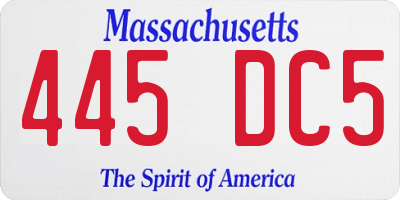 MA license plate 445DC5