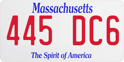 MA license plate 445DC6