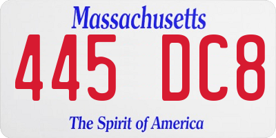 MA license plate 445DC8