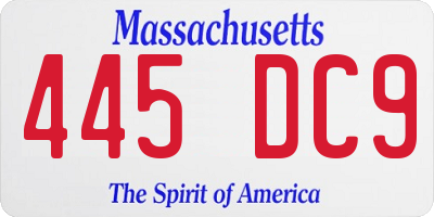 MA license plate 445DC9