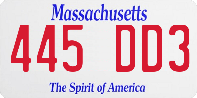 MA license plate 445DD3
