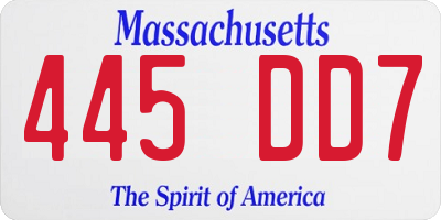 MA license plate 445DD7