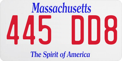 MA license plate 445DD8