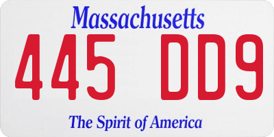 MA license plate 445DD9