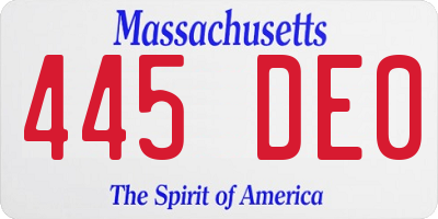 MA license plate 445DE0