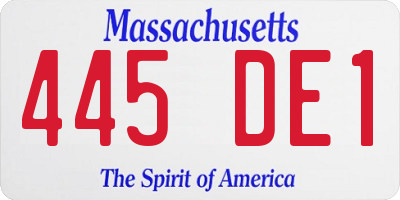 MA license plate 445DE1