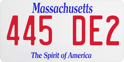 MA license plate 445DE2