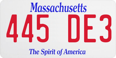 MA license plate 445DE3
